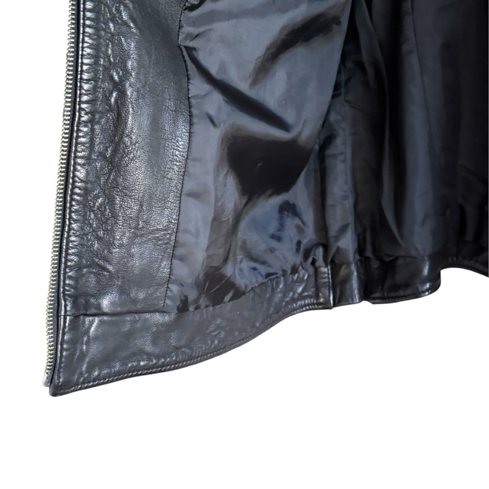 Treasure & Bond Women’s Black Leather Moto Vest Size M Asymmetrical Zip - Picture 11 of 15